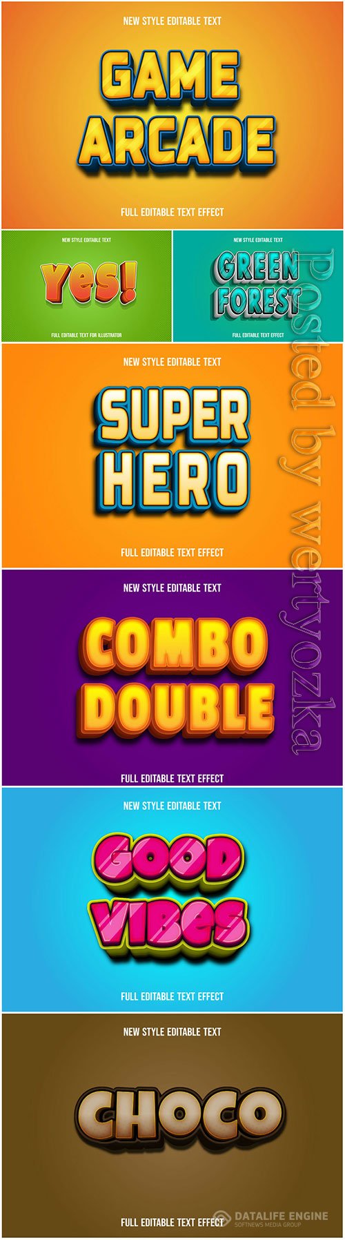 Vector text effect in style 3d