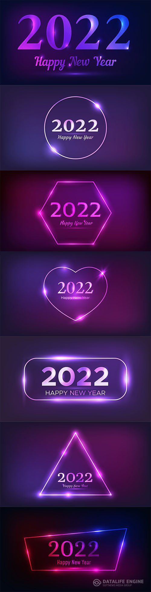 2022 happy new year neon vector background