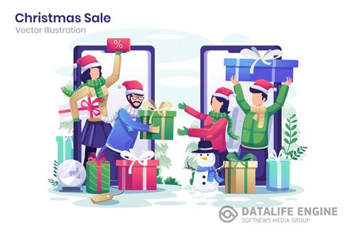 Christmas Sale Flat Illustration - Agnytemp