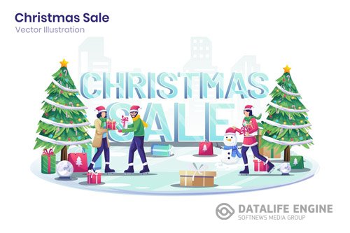 Christmas Sale Flat Illustration - Agnytemp