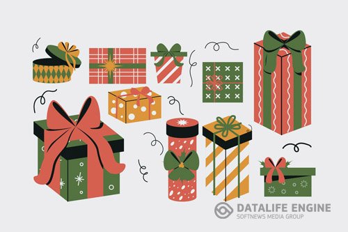 Christmas Gift Box Illustration Set