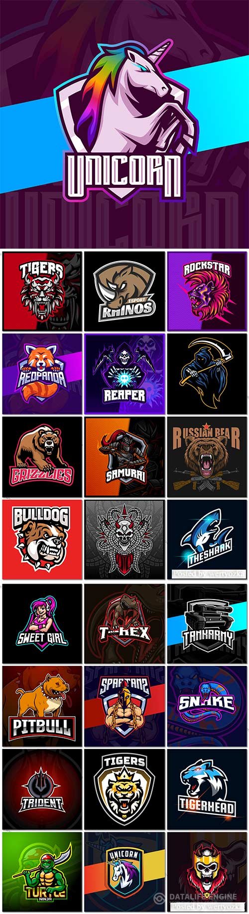 Mascot logo design set premium vector vol 25