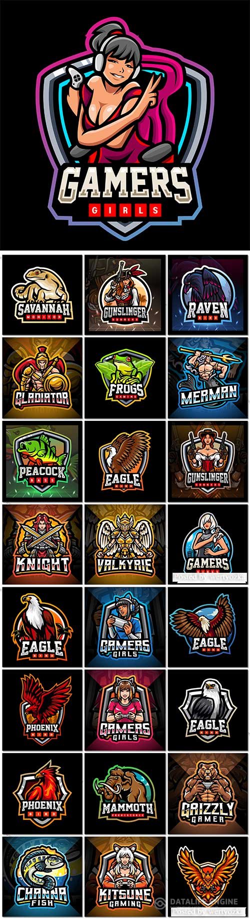 Mascot logo design set premium vector vol 18