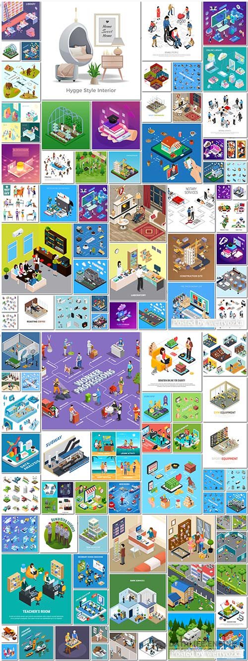 100 Bundle isometric concept vector design vol 7