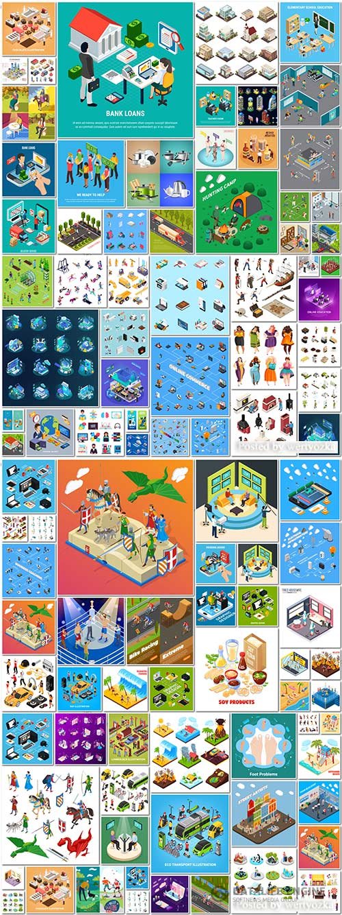 100 Bundle isometric concept vector design vol 8