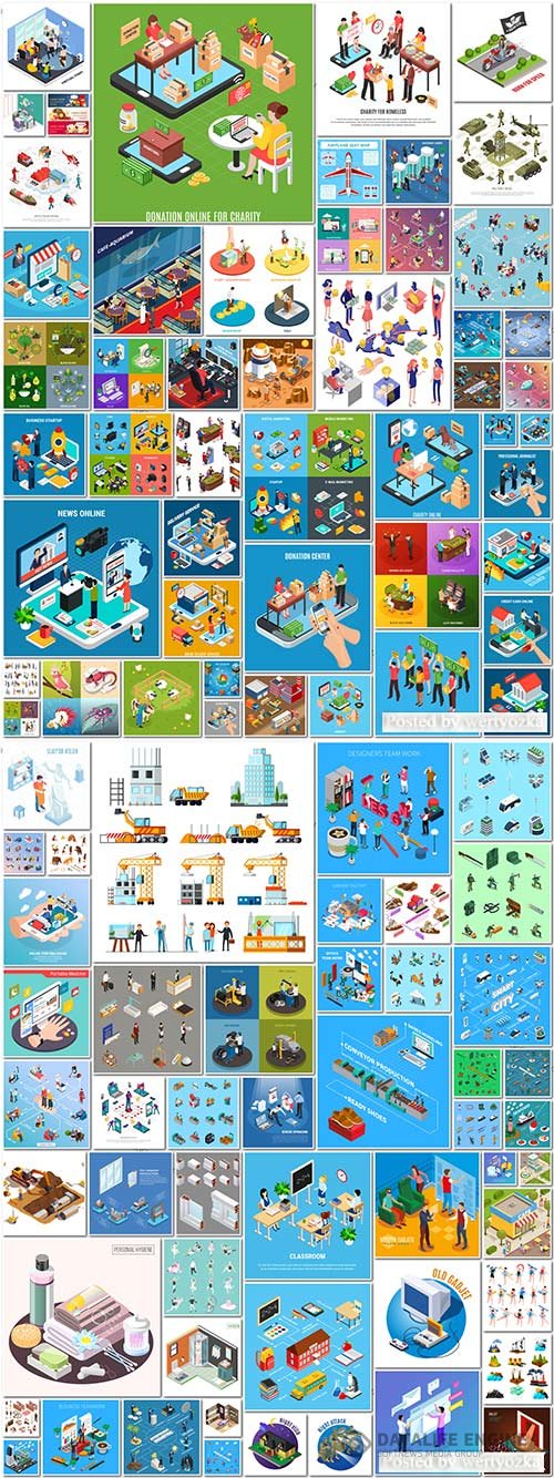 100 Bundle isometric concept vector design vol 6