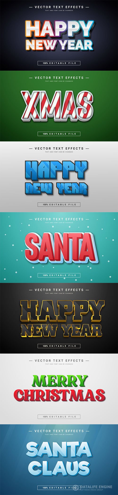 2022 New year, Merry christmas editable text effect premium vector vol 14