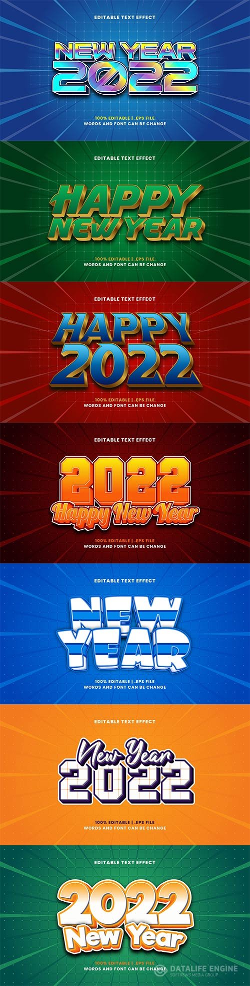 2022 New year, Merry christmas editable text effect premium vector vol 15