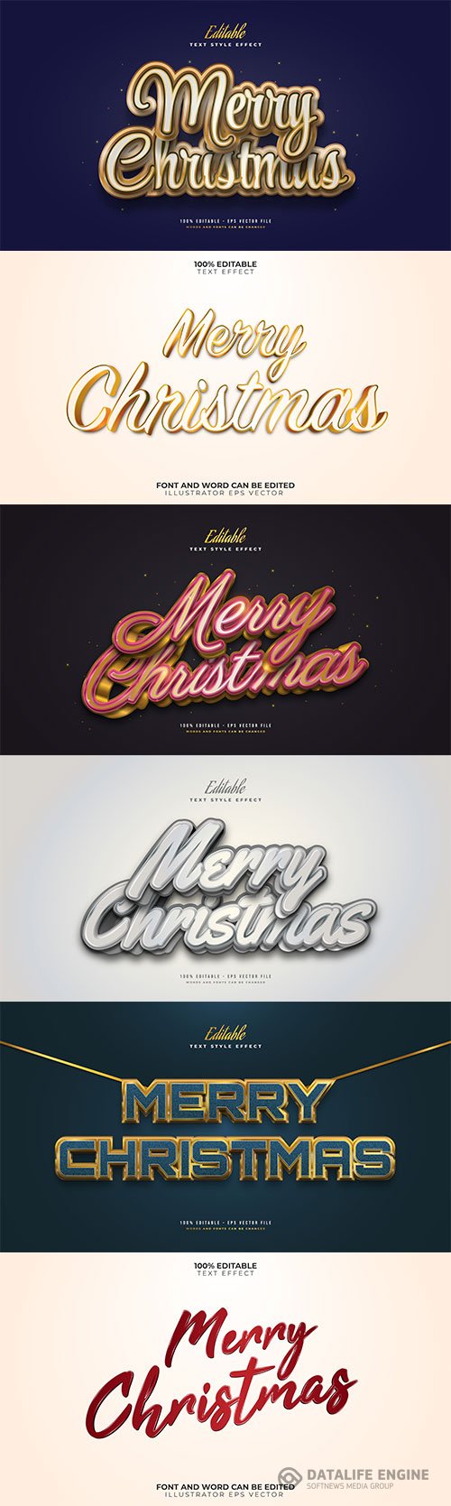 2022 New year, Merry christmas editable text effect premium vector vol 12