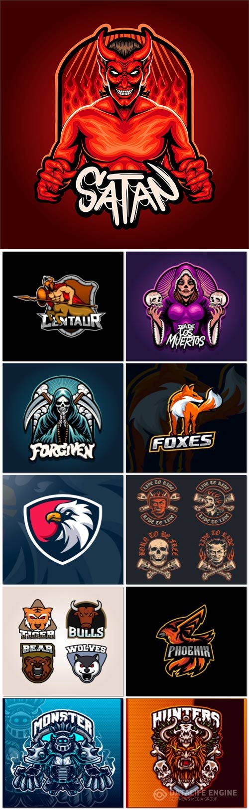 Mascot logo design set premium vector vol 16