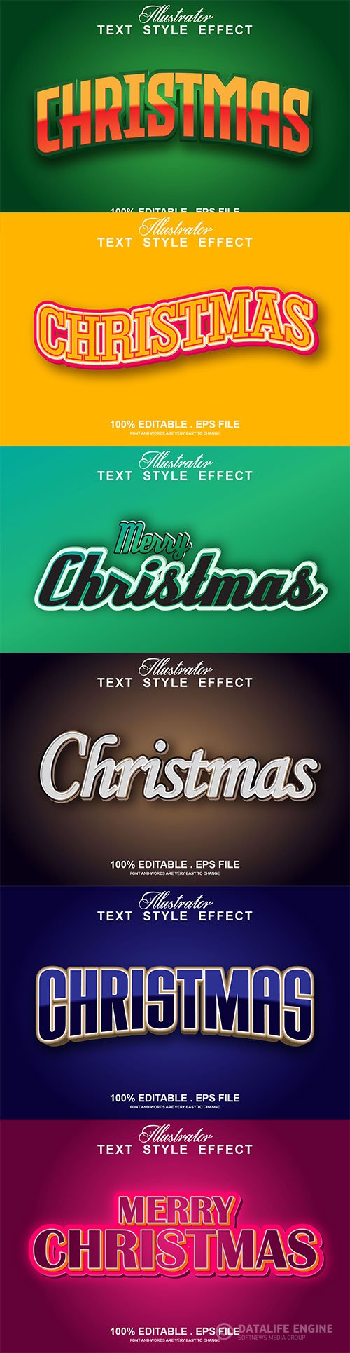 2022 New year, Merry christmas editable text effect premium vector vol 13