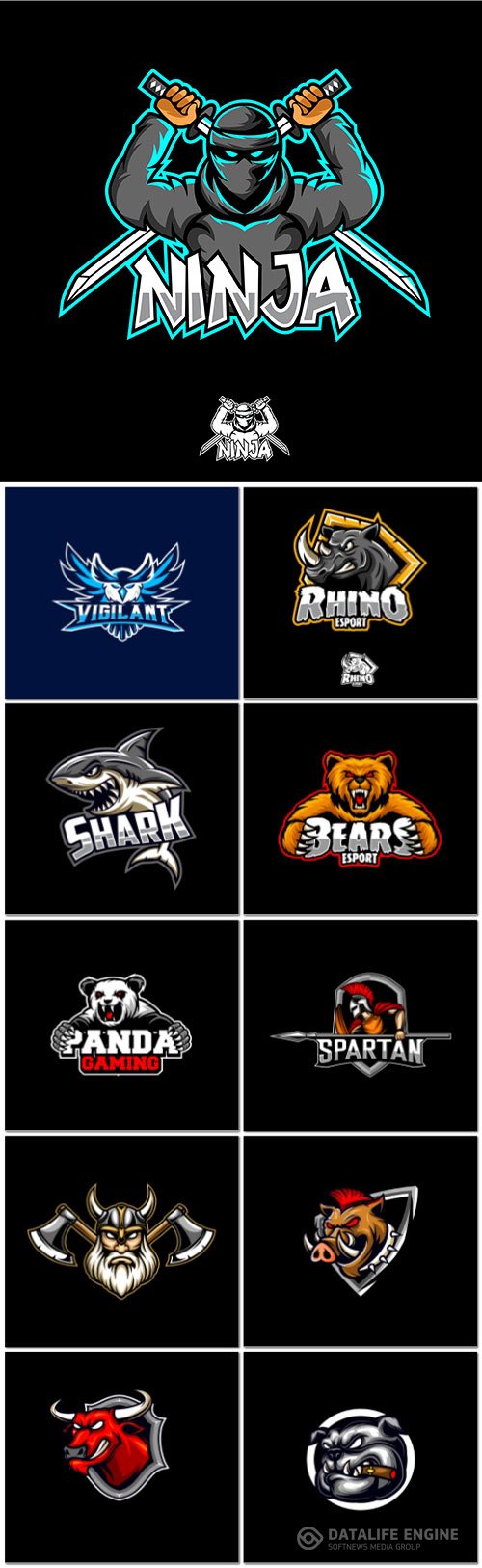 Mascot logo design set premium vector vol 14