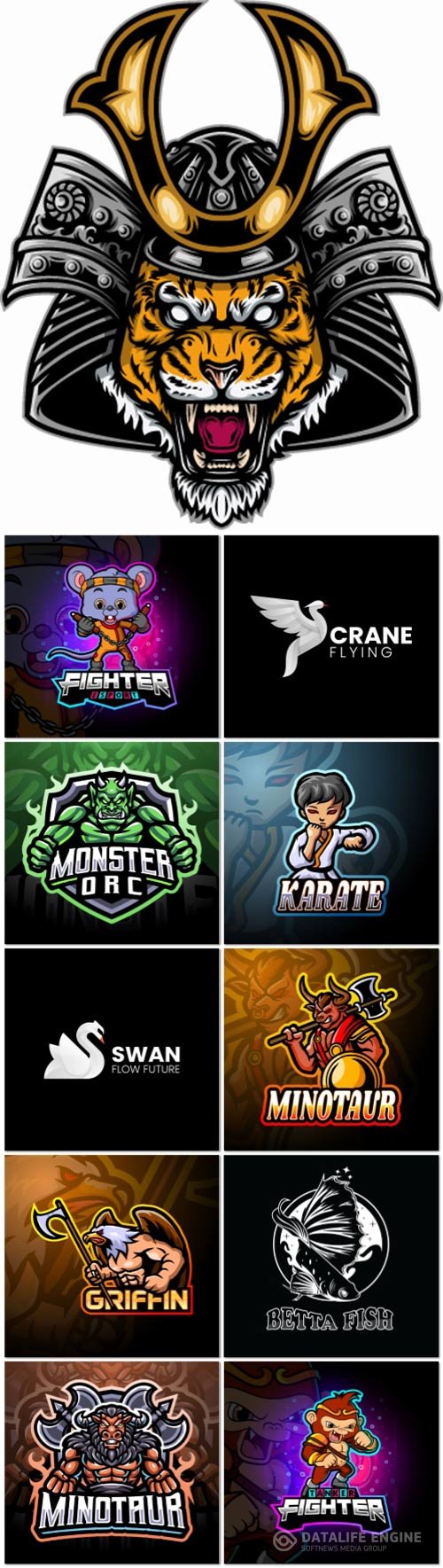 Mascot logo design set premium vector vol 13
