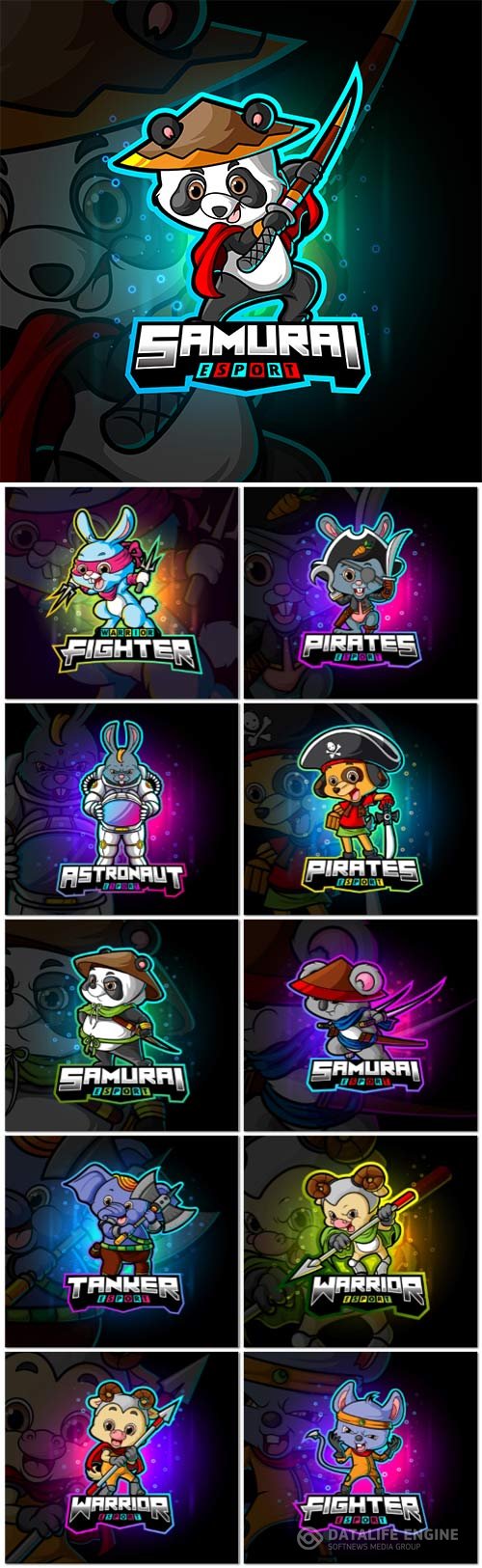 Mascot logo design set premium vector vol 9