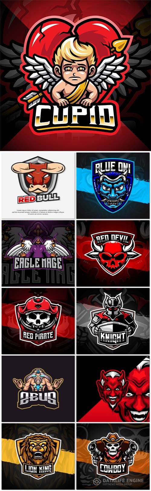 Mascot logo design set premium vector vol 7