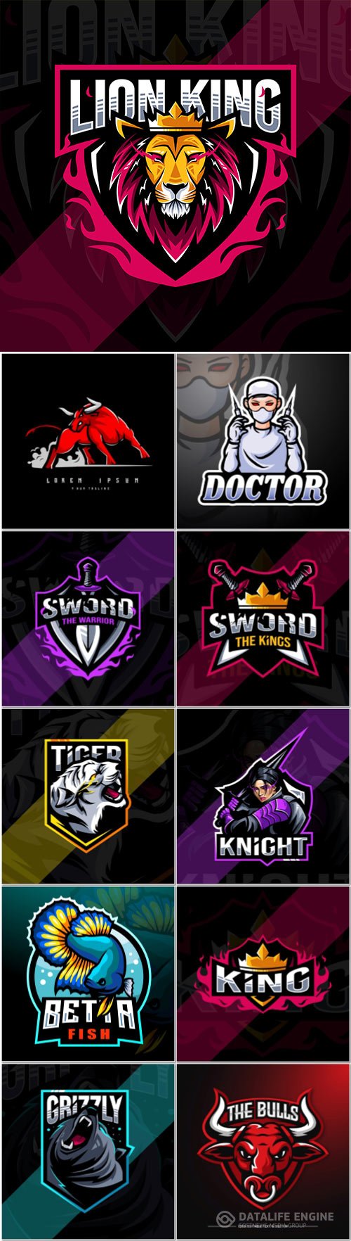 Mascot logo design set premium vector vol 3