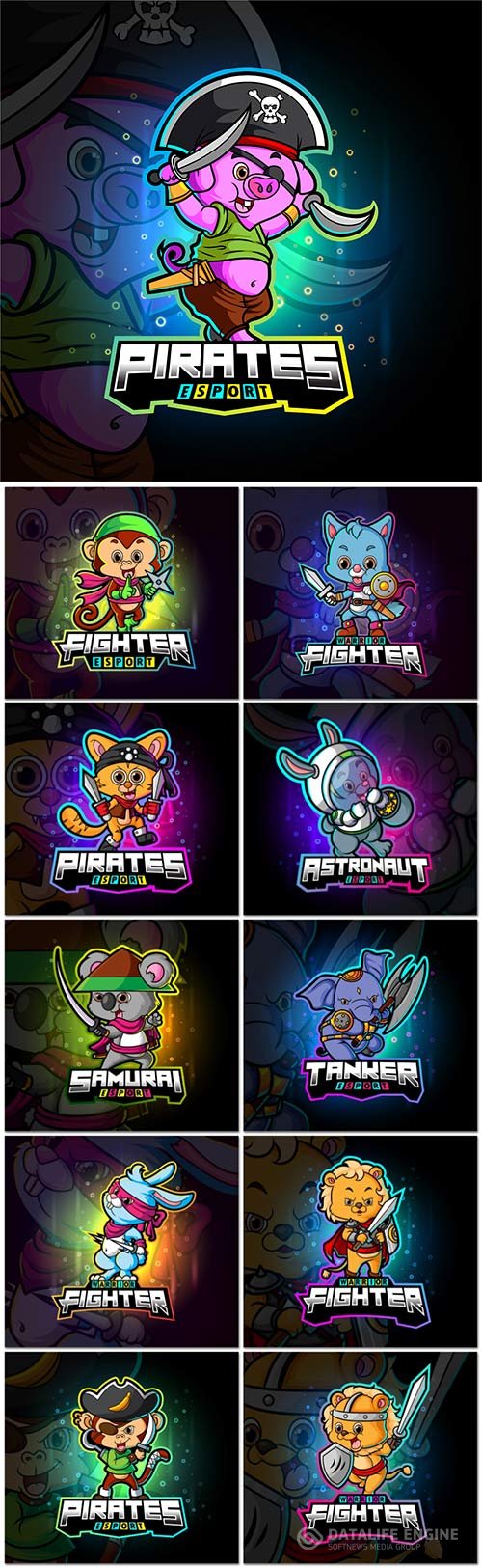 Mascot logo design set premium vector vol 6