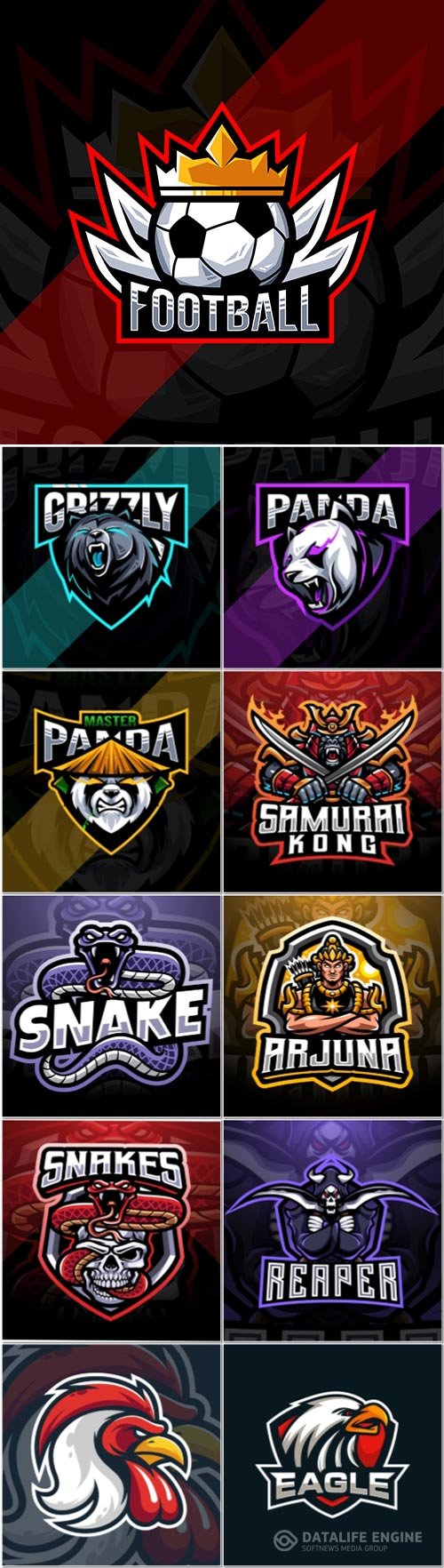 Mascot logo design set premium vector vol 4