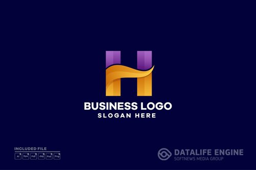 Abstract Letter H Gradient Logo Design