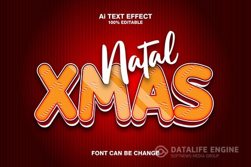 Natal Xmas 3d Text Effect