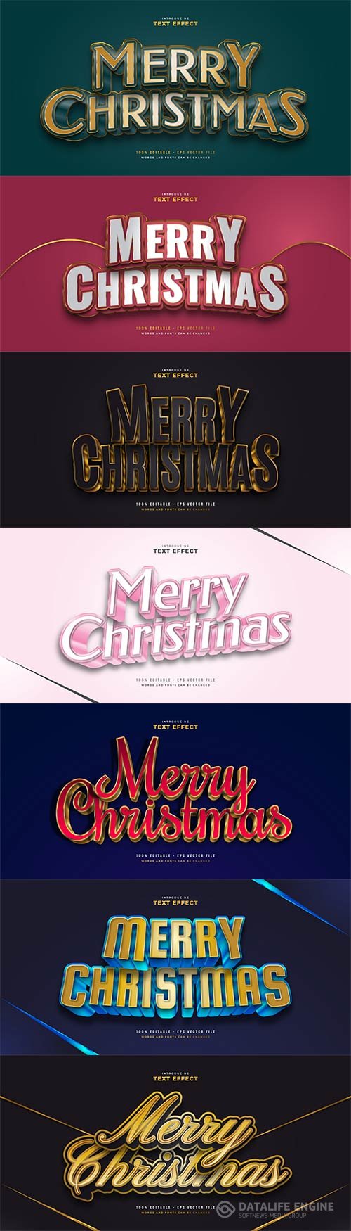 Merry christmas and happy new year 2022 editable vector text effects vol 27