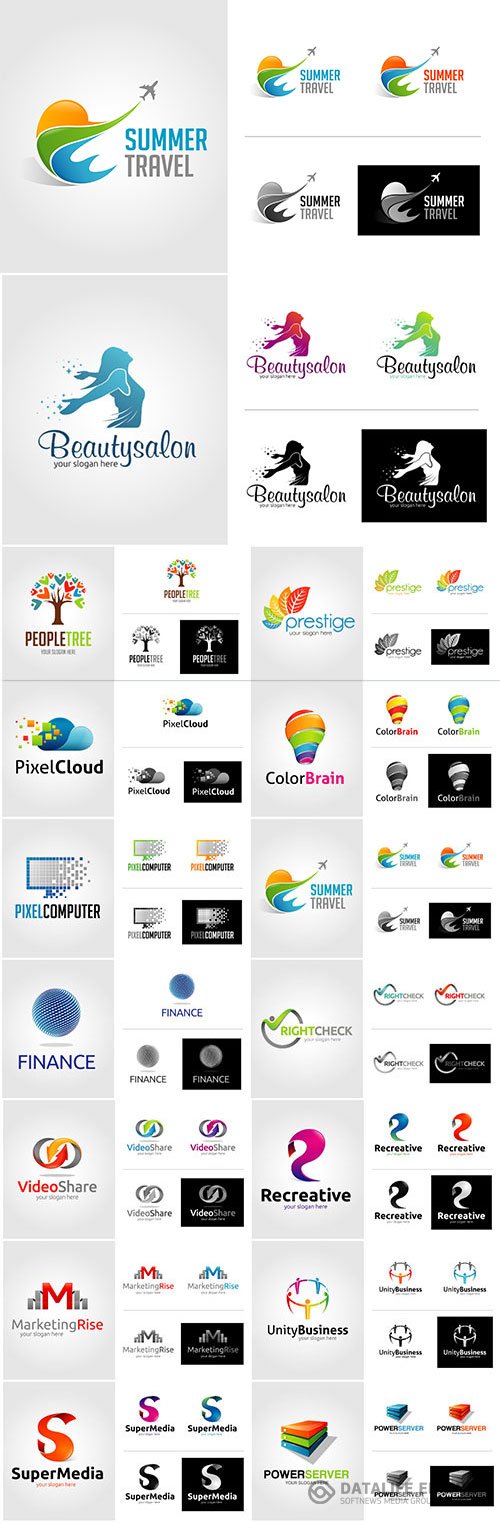 Business logos for companies, badges set in vector