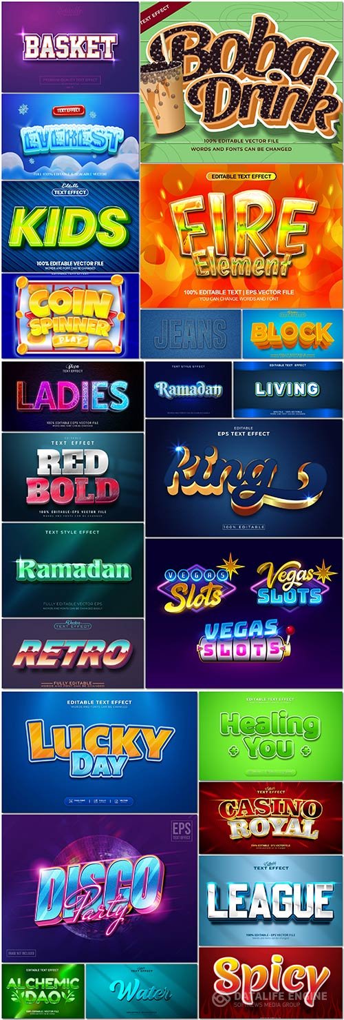 Bundle text style effect vector vol 85