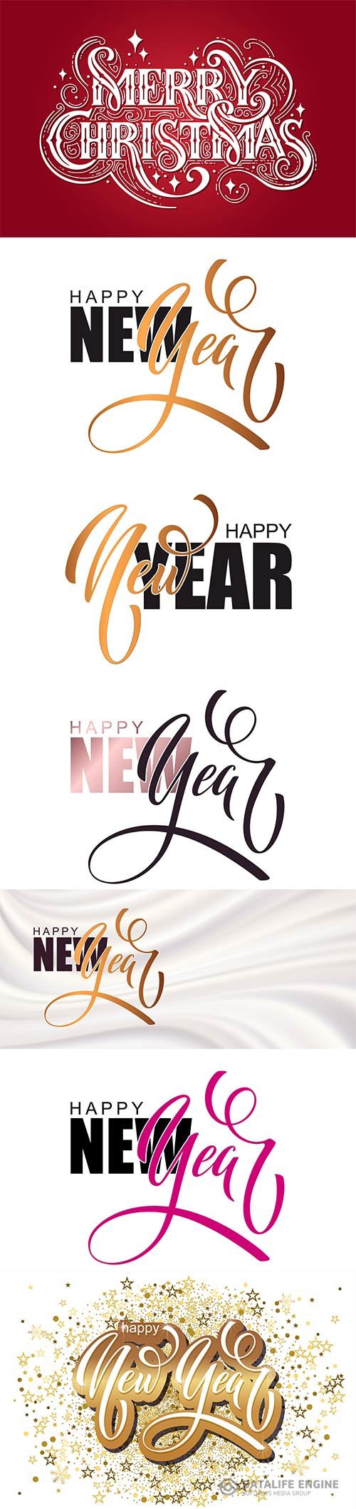 Happy new year hand lettering calligraphy vector illustration