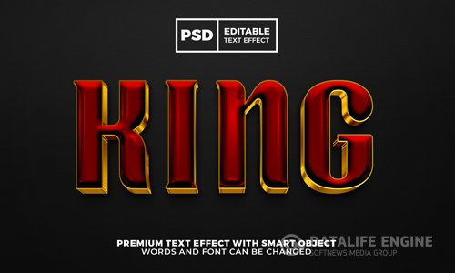 King red gold elegant luxury 3d editable text effect premium psd