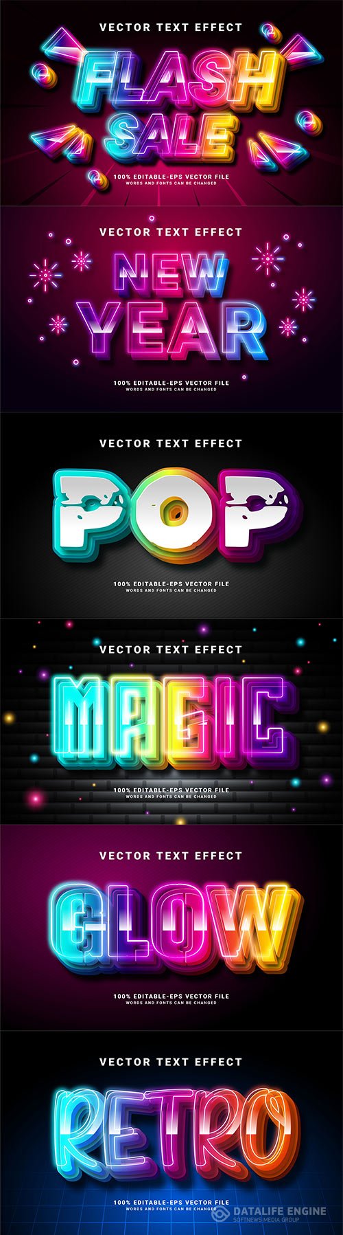 Set 3d editable text style effect vector vol 215