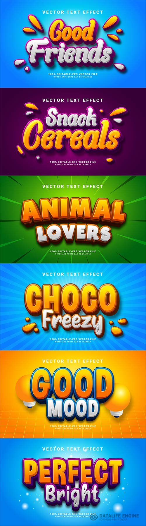 Set 3d editable text style effect vector vol 216