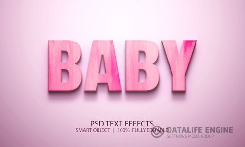 Cute baby pink psd editable text effect psd