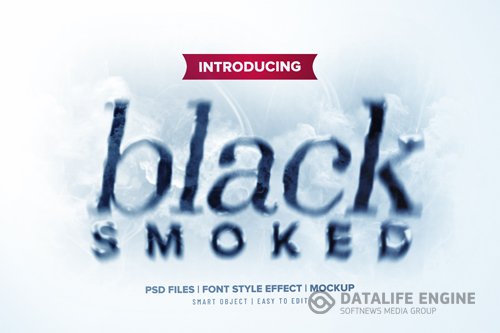 Black smoked text effect psd