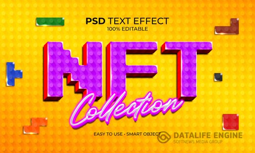 Nft block collection text effect psd