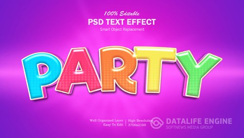 Party style colorful editable text effect premium psd