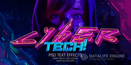 Cyber tech text effect psd