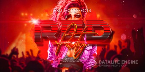 Red party text effect psd