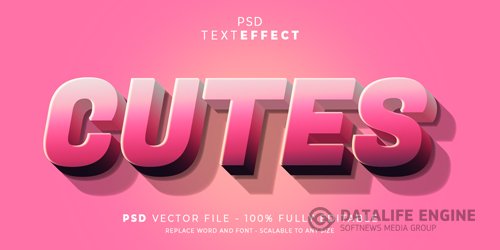 Cute text and font effect style editable template psd