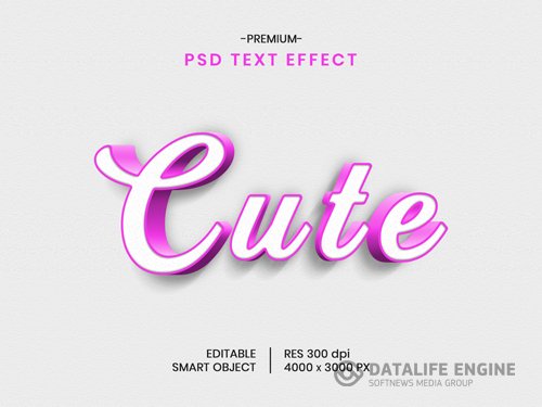 Cute 3d text effect psd