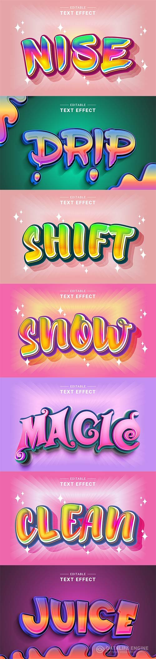 Set 3d editable text style effect vector vol 237