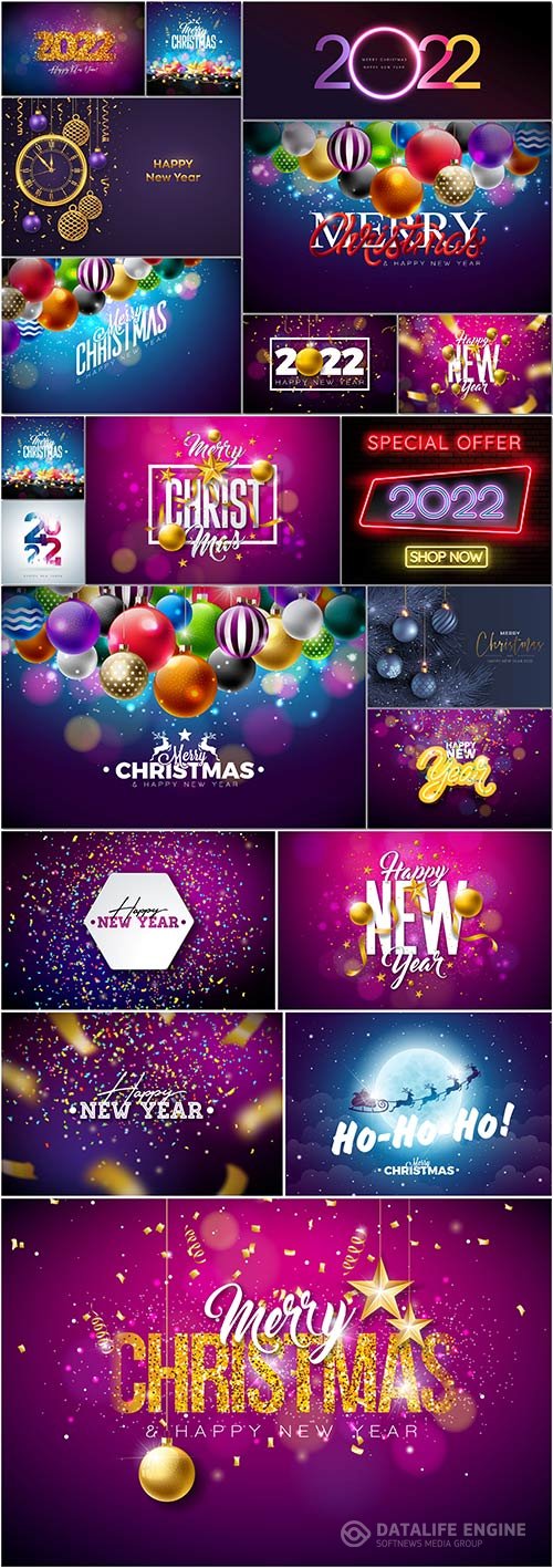 New year poster template vector set design