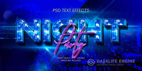 Night party text effect psd