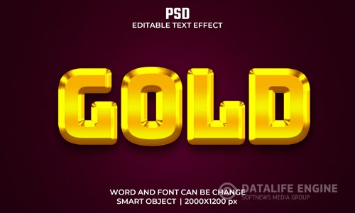 Gold 3d editable text effect premium psd with background