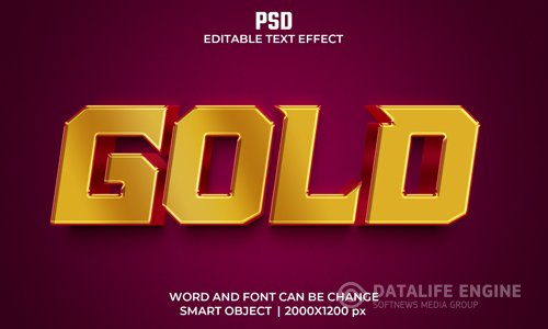 Gold 3d editable text effect premium psd