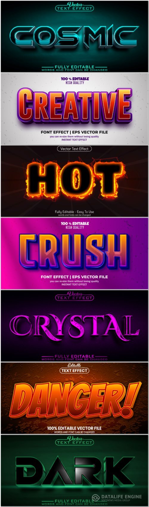3d editable text style effect vector vol 882