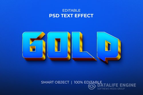 Golden blue editable 3d text effect mockup premium psd