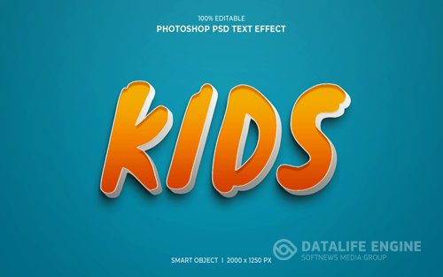 Kids 3d editable psd text effect