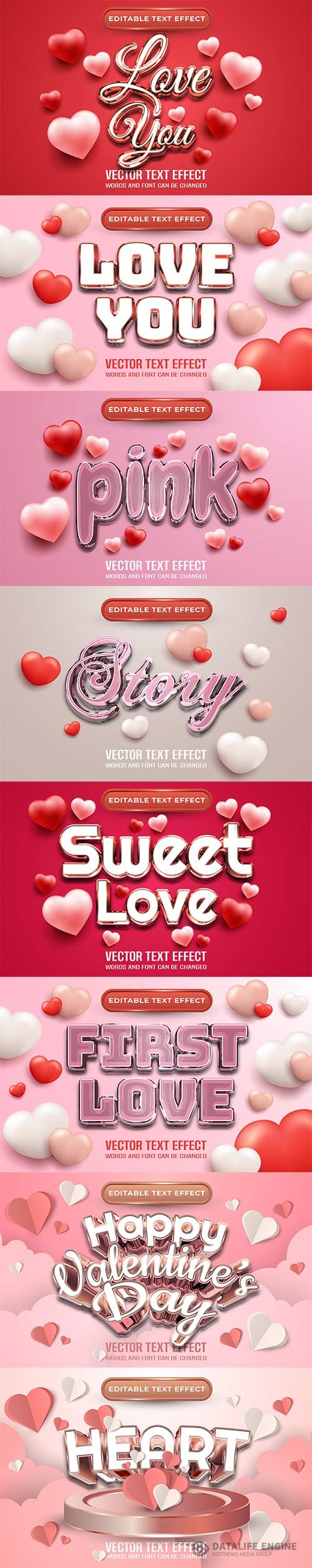 Love you editable text effect special happy valentines day