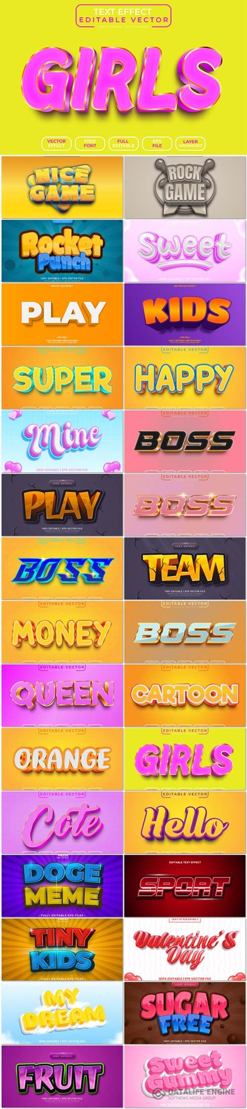 3d editable text style effect vector vol 952