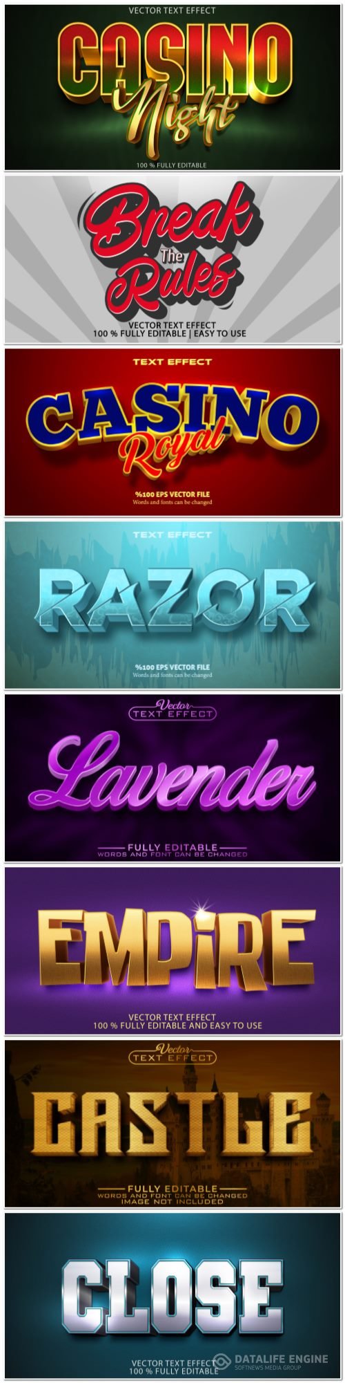 3d editable text style effect vector vol 946